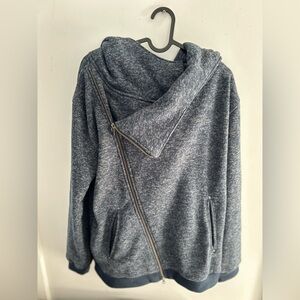 Ripzone Blue asymmetrical  slim-fit full-zip diagonal zipper hoodie Large